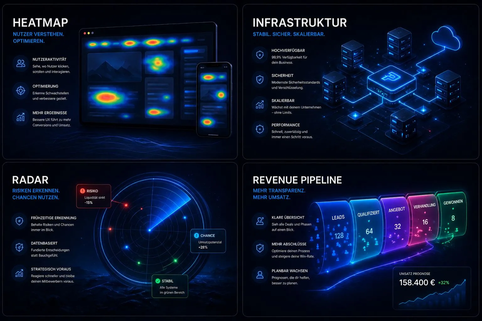Platrion Analyse Werkzeuge Heatmap Radar Revenue Pipeline und Infrastruktur Dashboard